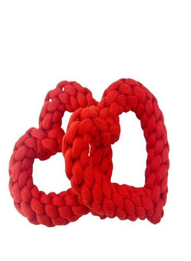 بوبرازي لعبة مضغ متينة على شكل قلب من Puprazy، حبل مشدود للكلاب، مناسبة للجراء، تخفف التوتر والقلق (عبوة من قطعتين) - أحمر - Image 1